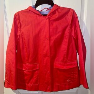 Talbots Petites small petite water resistant hooded jacket pink gingham lined